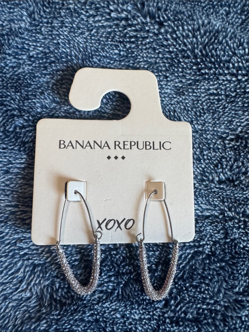 Banana Republic Sparkling Silver Hoop Drop Earrings